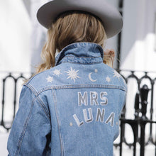 Load image into Gallery viewer, Luna Loves London - Under The Stars &#39;Mrs&#39; Customised Denim Jacket
